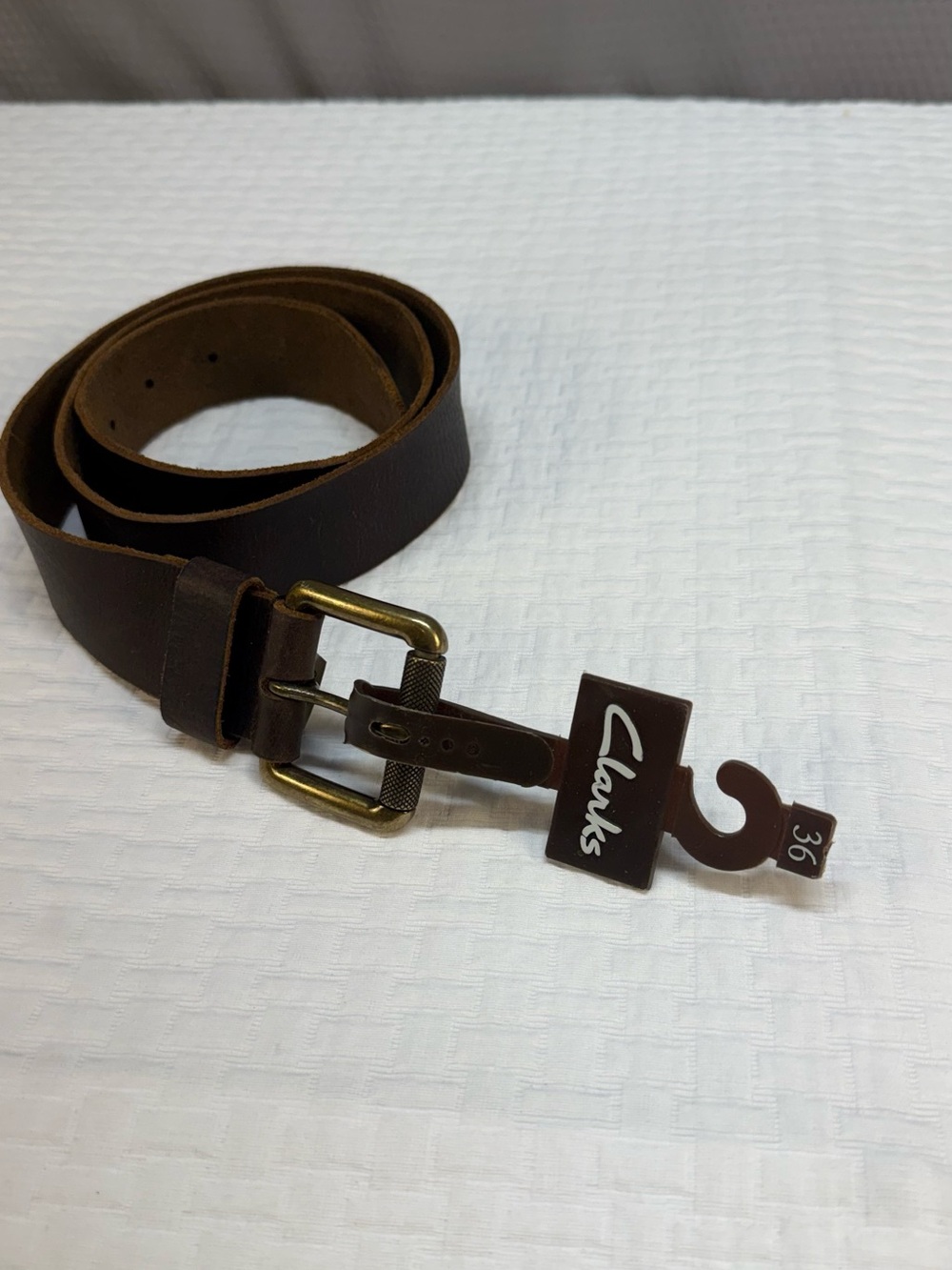 Clarks Dark Brown Leather Men's Belt with Brass Buckle